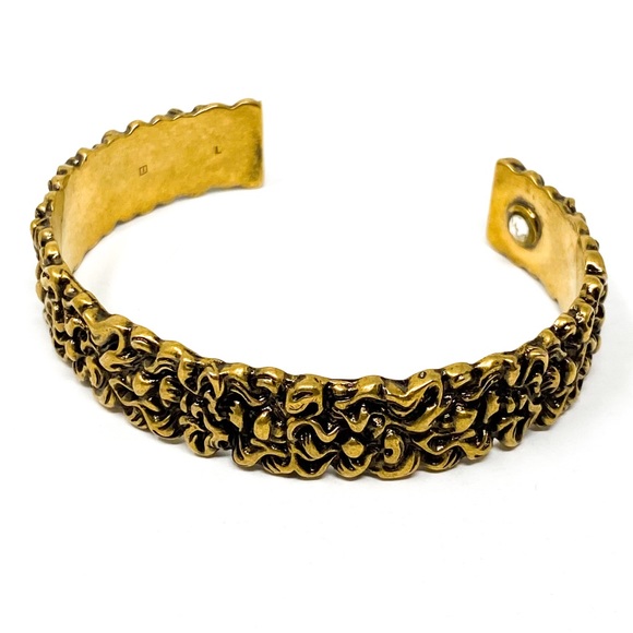 GUCCI Lion Head Mane Aged Gold Crystal Bracelet L - Picture 1 of 10